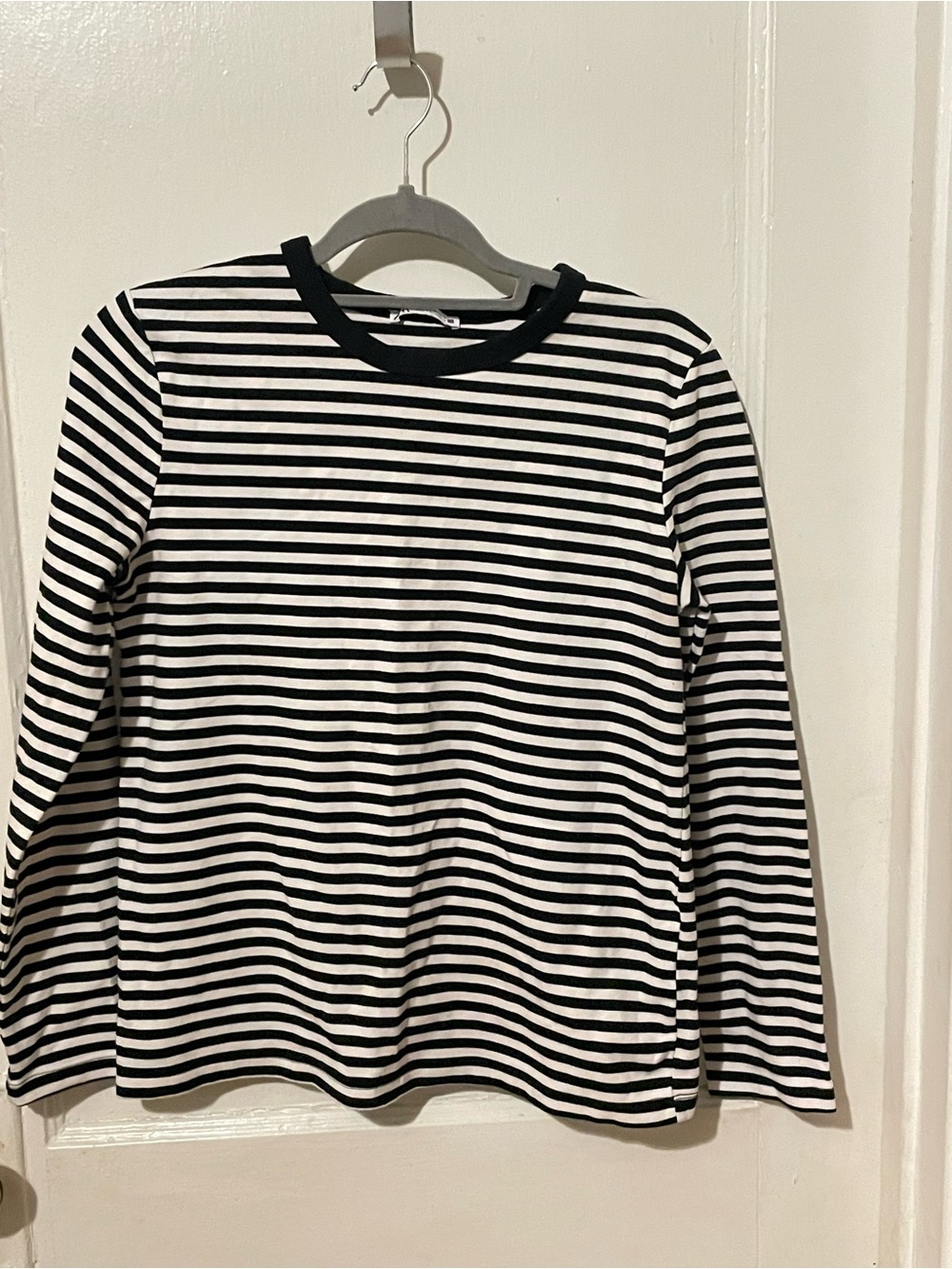 Zara Black and White Striped Long-Sleeve Tee